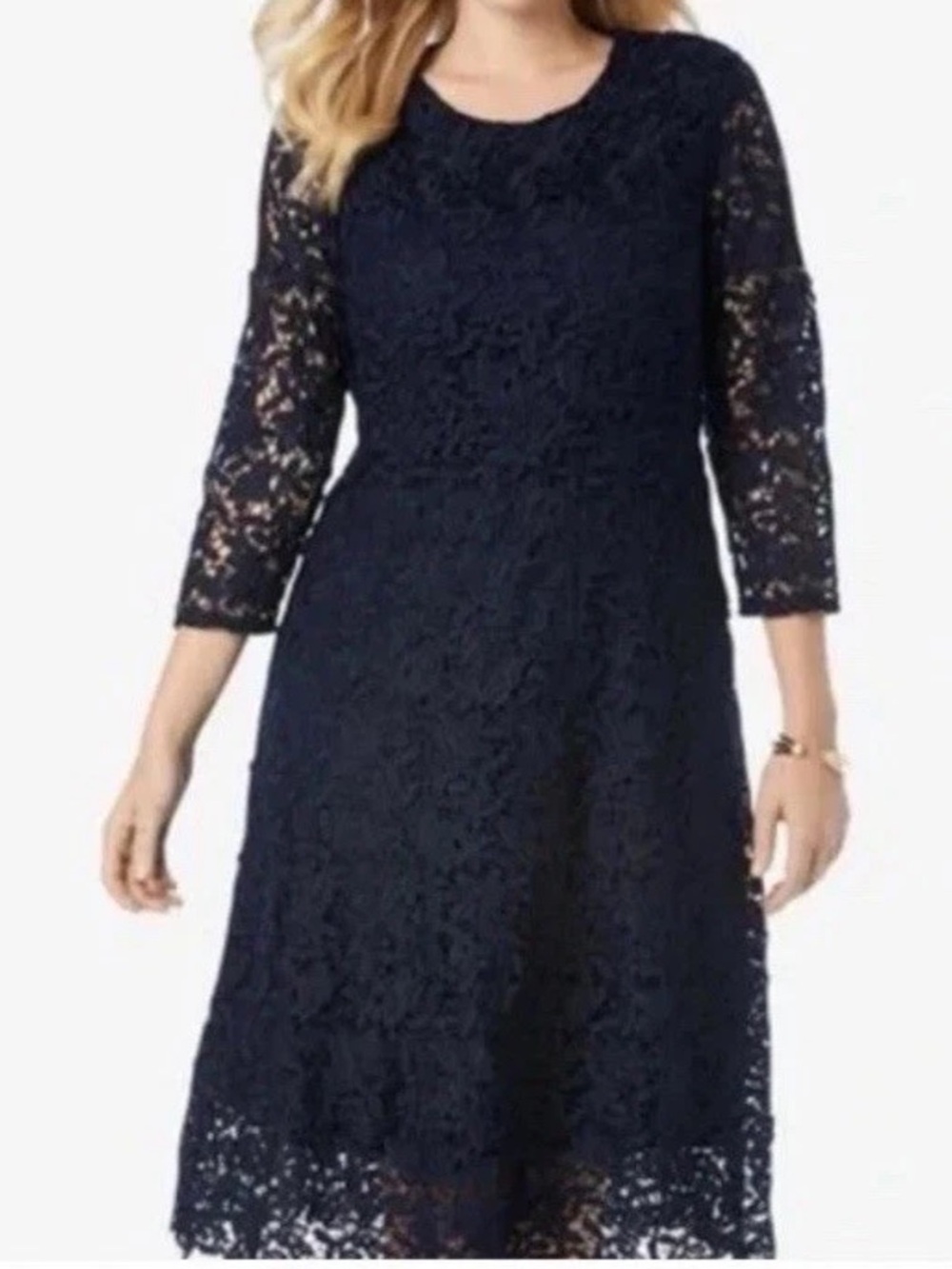 Jessica London Women’s 24W Mother Of Bride Groom Dress Navy Blue Lace Elegant